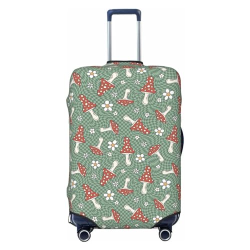VOSERY Travel Luggage Cover - Retro Hippie Groovy Mushroom Washable Suitcase Covers Protector Fits 18-32 Inches Luggage