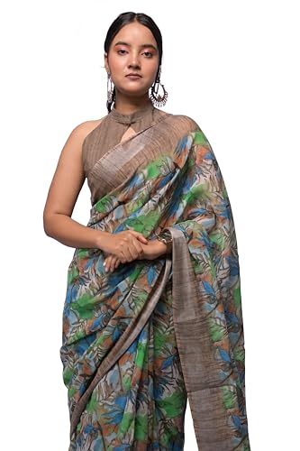 Image of MIRCHI FASHION Saree for Woman Cotton Blend Printed | Traditional Ethnic Sari for Ceremonial Use and Farewell with Blouse Piece