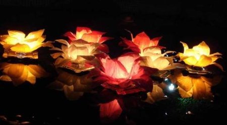 4 lanterne bianche galleggianti luminose fiore di