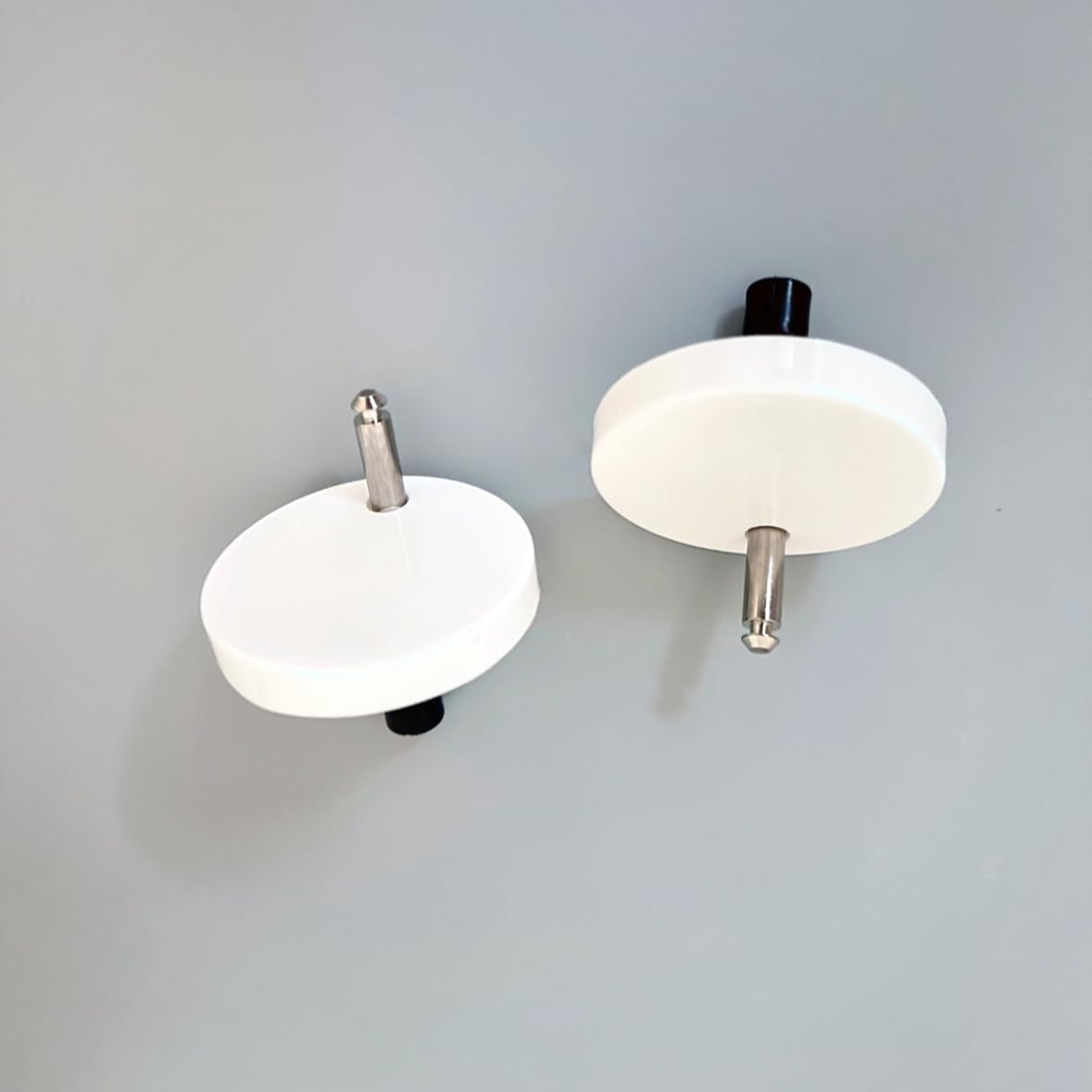 WS002 Toilet Tank Rectangular Push Button Top Dual Flush and Seat Hinge Bolt Screw Caps Replacement Set Glossy White