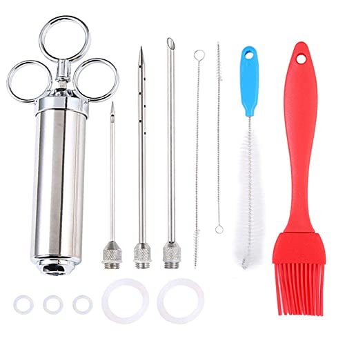 ARCSEUW Meat Injector Syringe, 304 Stainless Steel Marinade Food Syringe with Three Needles and 2 Needles Cleaner Best for Turkey, BBQ, Roasts, Grill Spices and Much More/8