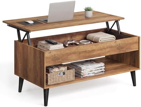 VASAGLE Lift Top Coffee Table, Lift Tabletop Dining Table, Gas Sp...