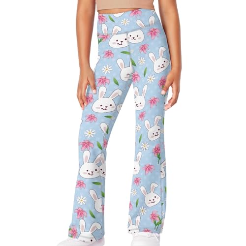 Workout Bootleg Athletic Pants No See-Through Bell Bottoms Elastic Dance Yoga Flared Leggings for Teen Girls 5-14