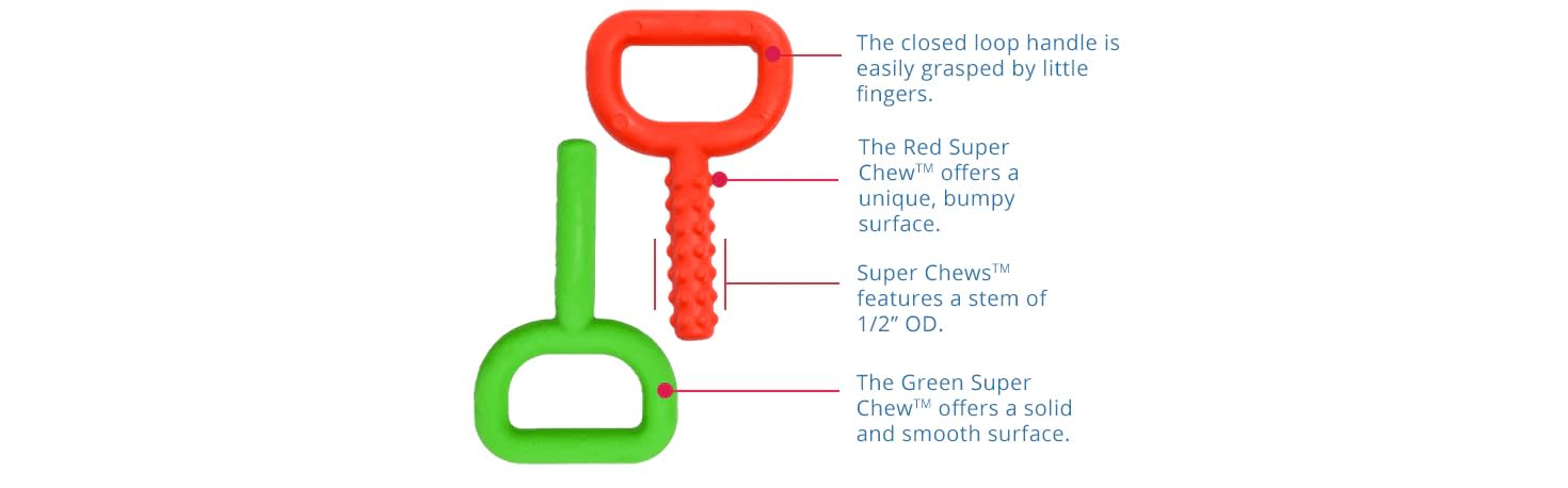 Chewy Tubes Super Chew (2 Pack) – Knobby Closed Loop Oral Motor Chewing Tool for Practicing Biting and Chewing [Red, 9/16" Diameter] | Made in USA | Non-Toxic | Invented by Pediatric SLP