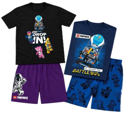 LEGO Fortnite Boys Pyjamas Pack of 2 Drop In & Battle Bus Short PJ Sets Kids 100% Cotton Nightwear Ages 3-4 to 11-12 Years (11-12 Years)