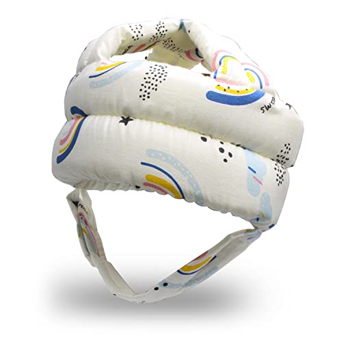 Image of Baby Head Protector Baby Helmet for Crawling Walking, No Bumps Safety Head Adjustable Protective Cap for Walking, Playing (Rainbow)