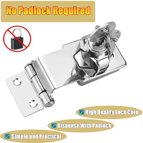 Litensh Shed Hasp Lock Padlock with Aliked Keys, Twist Knob Door Latch Bolt Lock Buckle for Drawer Cupboard Cabinet Furniture Mailbox Gates Closets (Silver Right Amgle - 2.5 Inch) - Image 3