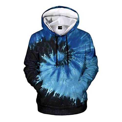 Bombline Mens Womens Tie Dye Hoodie Pullover Hoody Hooded Sweatshirt,Tie Dye Hoodies For Men Women,Blue Tie Dye Hoodie Men