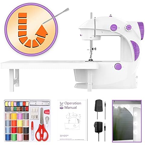 KPCB Mini Sewing Machine 2.0 with Backstitch Function and LED Light Strips Cover