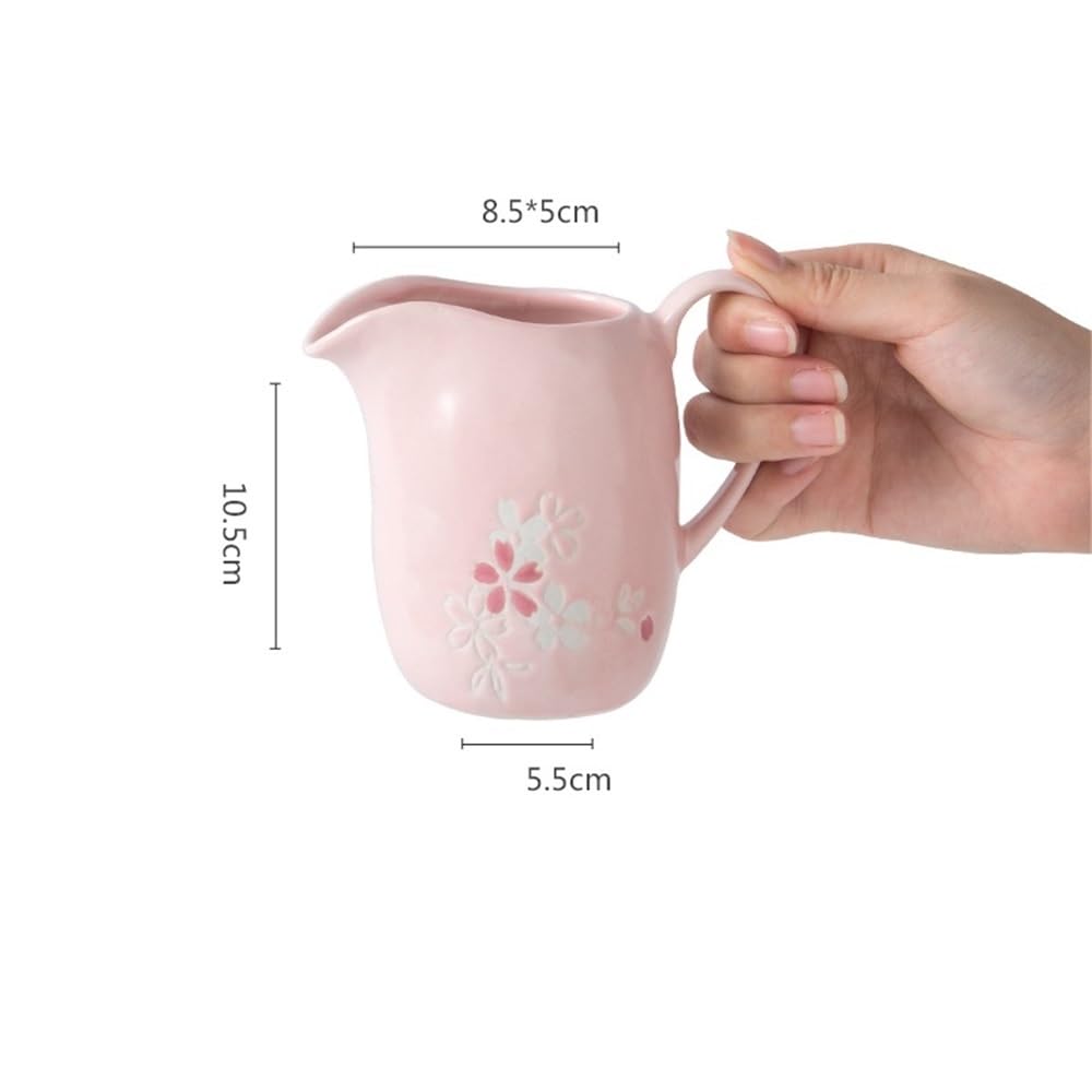 MRKU Pot à Lait, saucière, Tasse à Eau, pichet, crémier, Distributeur de café, sucrier, Pot à crème en céramique Peint à la Main avec Anse et Bec verseur Pointu.