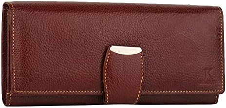 K London Stylish Maroon Long Women Purse Wallet Clutch with Loop Closure & 2 Zipped Pockets - AZ01_Leather_Maroon