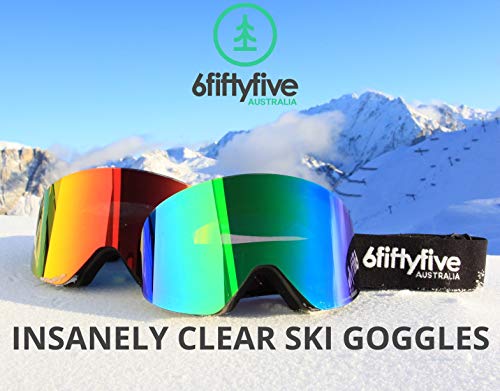 6Fiftyfive - Ski Goggles Men And Women - Frameless, Full Revo Coating, Anti Fog, Magnetic Quick Change Lens, 100% Uv400, Otg - Ski, Snowmobile And Snowboard #TOP7