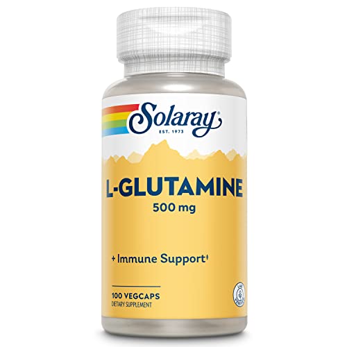 Image of SOLARAY L Glutamine Capsules 500 mg - L-Glutamine Nutritional Supplement for Men & Women, Free Form Amino Acid, Immune Support Supplement - 100 Veg Caps