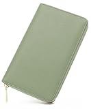 [honey&blue] 通帳ケース 磁気防止 本革 大容量 YKKファスナー 貴重品ケース 家計管理 (ピスタチオグリーン)