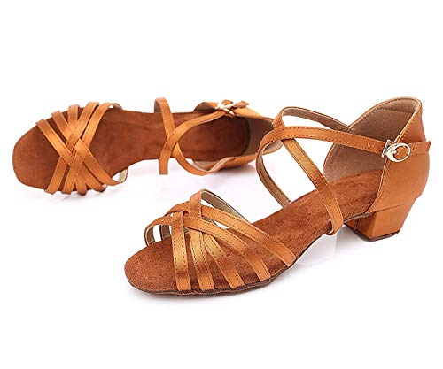 Missfiona Girls Knitted Straps Latin Dance Shoes Soft-Sole Ballroom Dancing Sandals thumb #4