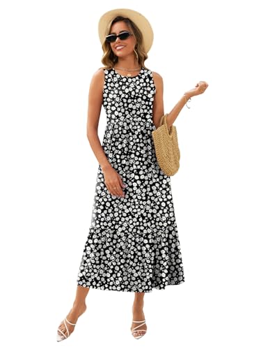 Gracyoga Women's Summer Maxi Dress 2025 Casual Sleeveless Crewneck Aline Flowy Tiered Long Beach Dresses with Pockets2