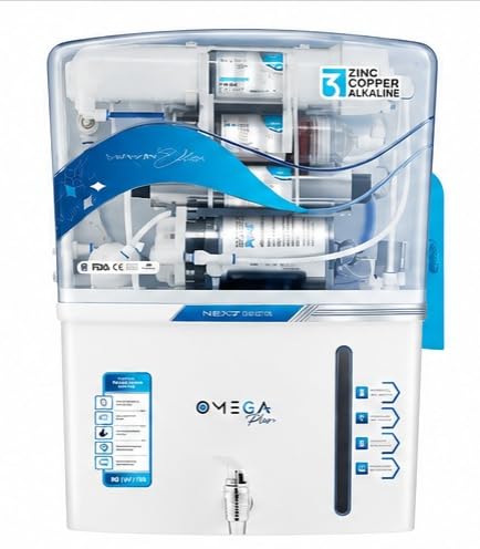 OMEGA Pro+ RO UV UF TDS Alkaline Water Purifier for Home 10L Storage Zinc Copper Technology Wall Mount Kitchen Water Filter White Blue-image-21