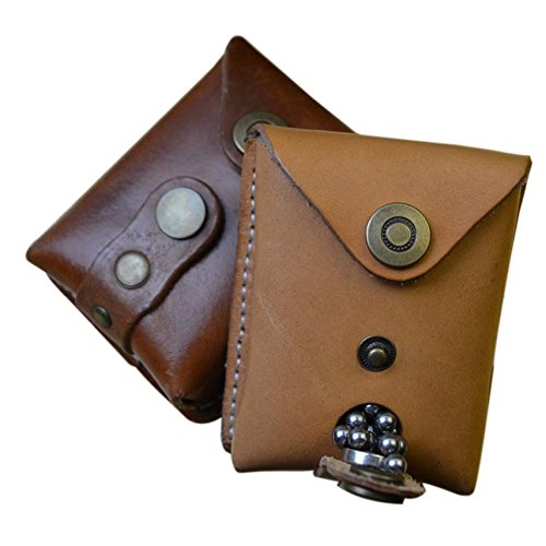 Cyberdyer Genuine Leather Magnet Ammo Pouch For Slingshot Stainless Steel Bag Case (Brown) #TOP5