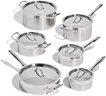 Lagostina Moderna 12-Piece Stainless Steel Cookware Set, Commercial Capsule Base, Induction Safe Pots and Pan Set Includes Saucepan, Casserole, Dutch Oven & Lids, Oven Safe up to 400°F / 204ºC