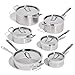 Lagostina Moderna Ensemble de 12 pièces en acier inoxydable, base capsule commerciale, ensemble de casseroles et poêles compatibles induction comprenant une casserole, une cocotte, un cocotte minute