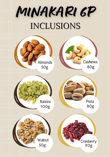 Image of Browntree Minakari-6P -500g | Dry Fruits Gift Hamper |6-Partition Elegant Gift Box- Cashewnut, Almond, Raisins,Pista,Walnut Kernels & Cranberry | Gifts Pack for Family,Friends | Corporate gifts | Unique Gifts for All Celebration | Ideal for Birthday and Festive Gifting