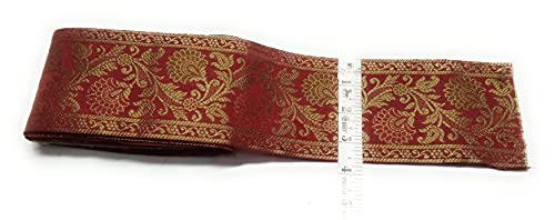 Image of Floral Brocade Ethnic Work Laces and Borders Material for Dresses, Sarees, Lehenga, Suits, Blouses, Dupatta, chunri and Crafts