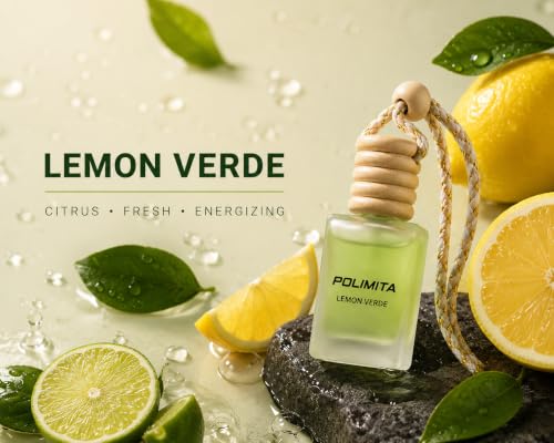 Image of Lemon Verde Car Hanging Perfume | Fresh Citrus Fragrance | Long Lasting Car Air Freshener | Wooden Cap | Leak Resistant | Frosted Glass Bottle | 8 ml