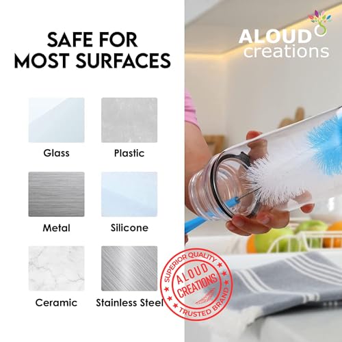 Image of ALOUD CREATIONS 4Pc Combo of Bottle Cleaning Brush | Long Handle Silicone Bottle Cleaner Brush for Washing Water Bottle, Baby Bottle, Containers, Vase & Glass | Bottle Mug Cleaning Brush | Pack of 4