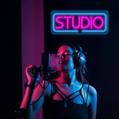 Image of Studio Neon Sign, Music LED Neon Letters Neon Sign, Bar Sign Light Up Beer Bar, Music Studio, Bedroom Wall Decoration, Party, Club Garage Home Party Wall Art Decoration (studio)