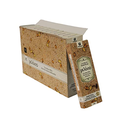 Melichio Barra de Sésamo con Miel, Pistachos Aegina y Canela 60 g (Caja Expositora con 12 Unidades)