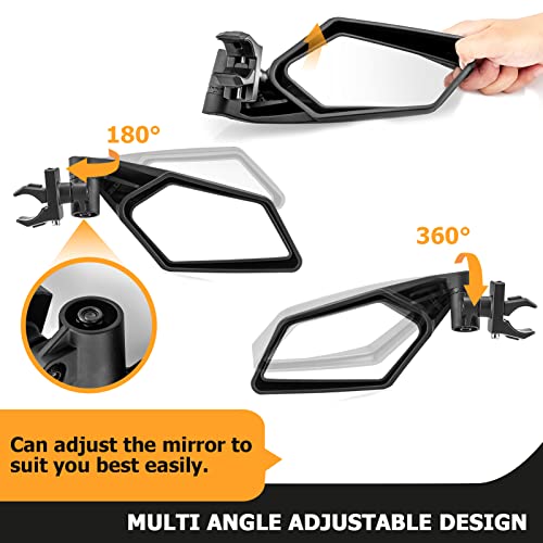 WeiSen UTV Side Mirrors for 1.5\"-2\" Roll Bar Cage Mount Rear View Racing Mirrors with 360 Adjustable Compatible with Polaris RZR Ranger Maverick X3 Talon Teryx Mule Pioneer