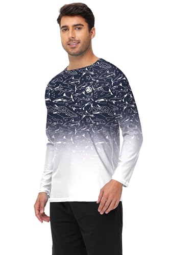 Image of AOBUTE Mens Long Sleeve Swim Shirt Quick Dry Sun Protection Rash Guard