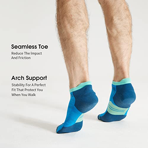 Image of CS CELERSPORT Men's Ankle Running Socks with Cushion, Arch Support Low Cut Athletic Tab Socks for Men Women 6 Pack