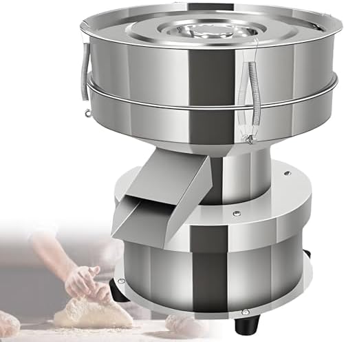 50W Stainless Steel Electric Flour Sieve Machine - Automatic Vibratory Shaker with 40/60 Mesh Sieves, 1350 RPM for Sifting Flour & Pastry - 10CM Commercial Use