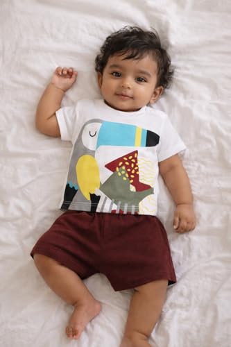 Image of BABY GO Baby Half sleeve clothes set for baby Boy 3-6 Months | Baby Cotton Dress /T-shirts pant set for baby boys (Maroon)