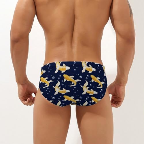 Yellow Japanese Fish Men's Swim Brief Sexy Bikini Swimwear Swimsuit Trunks Bathing Suits2