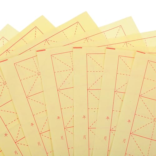 Papel para práctica de caligrafía con cuadrículas claras amarillo chino 3