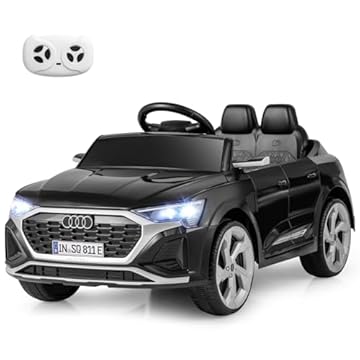 COSTWAY 12V Electric Kids Ride on Car, Licensed Audi Toy Vehicle with Remote Control, LED Headlight, Music, Battery Powered Ride on Gift for Boys Girls (Black)