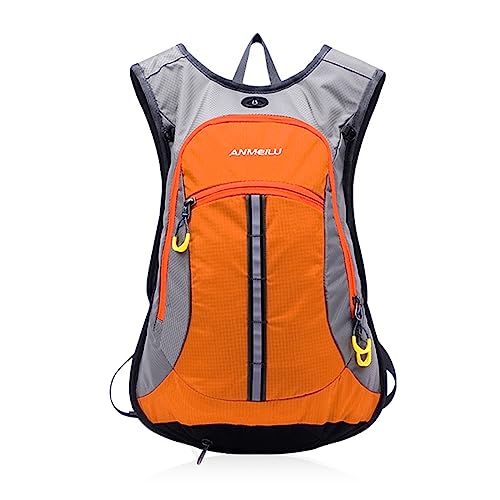 Libershine Mochila de Ciclismo, Pequeña Mochila de Senderismo, 15L Mochila de Bicicleta, Respirable Ultraligero, MTB Montaña Mochila con Cubierta de Lluvia para Senderismo Running(Naranja)