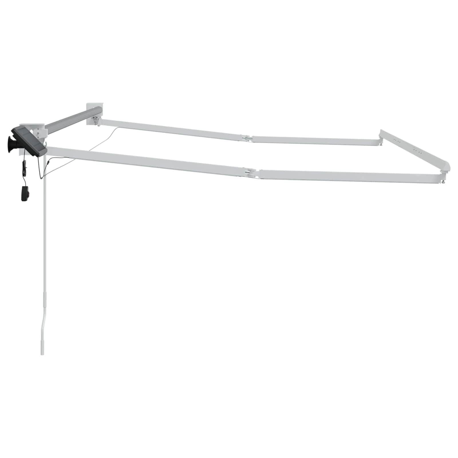 Telaio per tenda da sole in alluminio, bianco, 3 x 2,5 m, con manovella manuale e luci LED integrate, struttura solida per tettoia della terrazza, pannello solare incluso