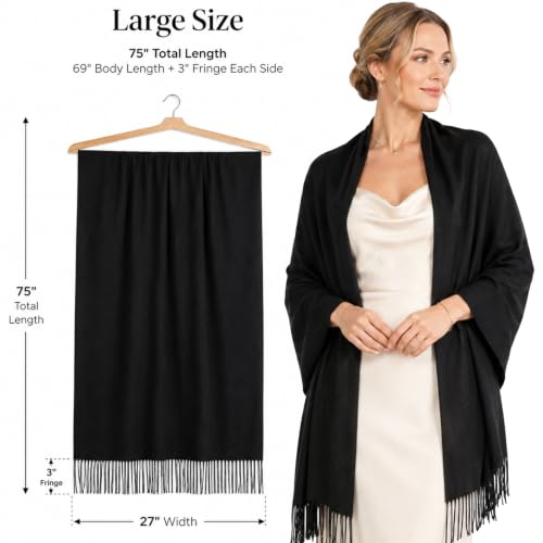 Image of RIIQIICHY Women's Fringe Shawl Wrap Pashmina Scarf for Wedding Evening