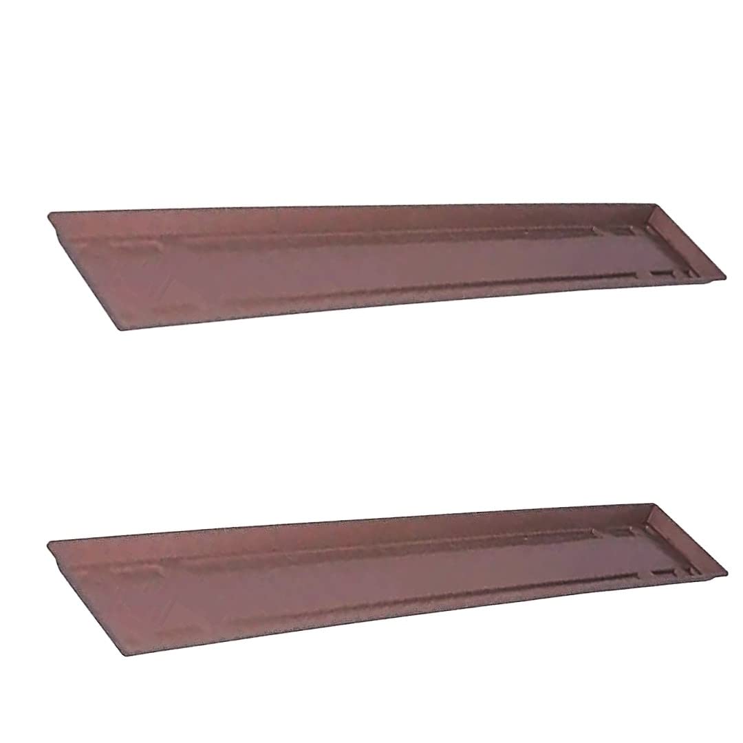 BricoLoco Lote 2 uds. Bandeja Jardinera 100 cm Grande plástico Stewart Garden con Base Drenaje y retención de Agua. Color Elegante Pierra Moteada