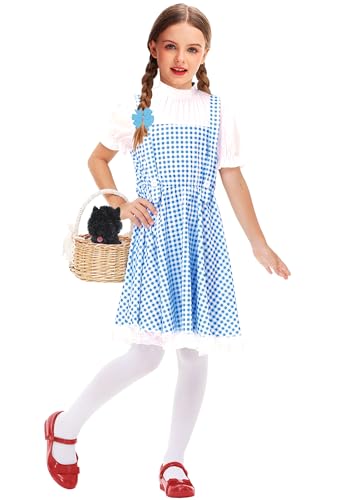Remimi Women Halloween Dress Short Sleeve Blue White Gingham Dress2
