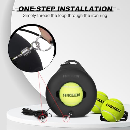BOOSTEADY Tennis Trainer Set mit Metallbasis - Professionelles Trainingsgerät mit 3 Bällen & 4m Seil für Einzeltraining (Erwachsene/Anfänger) - Garten, Park, Plat - Schwarz
