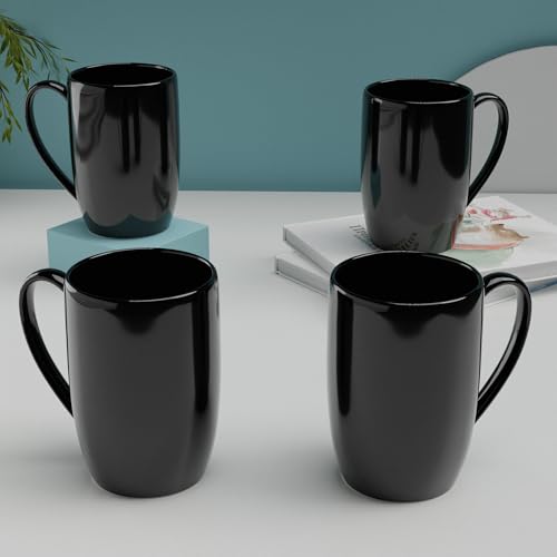 The Earth Store Classic Black Ceramic Coffee Mug | Tea Mug | Dishwasher & Microwave Safe | Ideal for Drinking Tea, Coffee, Milk | Perfect for Gifting to Best Friends | Set of 4, 350 ML (B0DF7WF2CS) Amazon Price History, Amazon Price Tracker