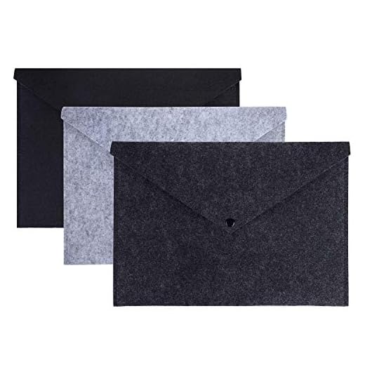 Carpeta para Documentos de archivos de fieltro expandido A4 con Cierre a Presión - Carpetas para Documentos, Certificados, Recibos Para Oficina De Escuela, Papelería, Estudiante 3 unidades