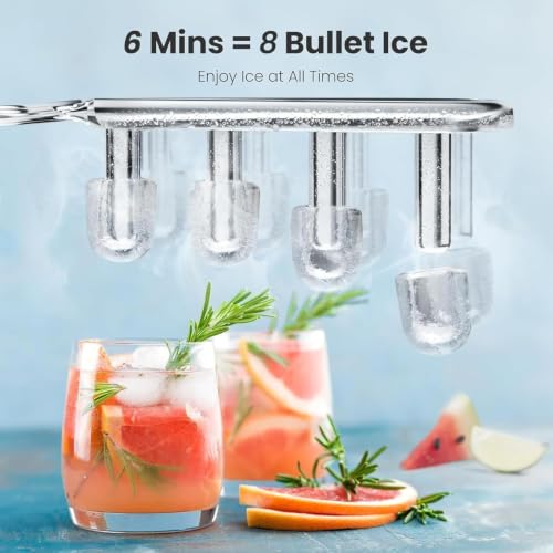 Image of Kismile Ice Makers Countertop with Handle,8 Cubes in 6 Mins,Portable Ice Maker Machine with Self-Cleaning for Home(Purple)