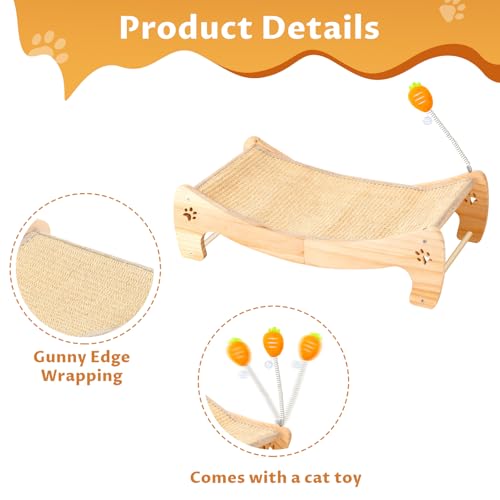 Rascador cama para gatos 3 en 1 con juguete zanahoria miniatura 4