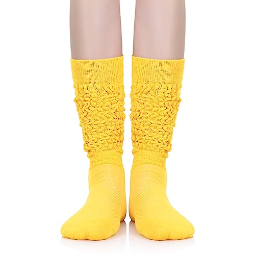 Image of Zando Slouch Socks for Women - 80s 90s Knee High Scrunch Socks Soft Long Stacked Boot Sock Warm Winter Sock Daily Wear