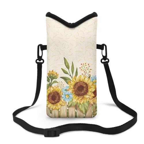 Jeiento Womens Phone Sleeve Bag Yellow Sunflower Fence Fashion Crossbody Cellphone Bag Fashion Cell Phone Shoulder Travel Purse Holder